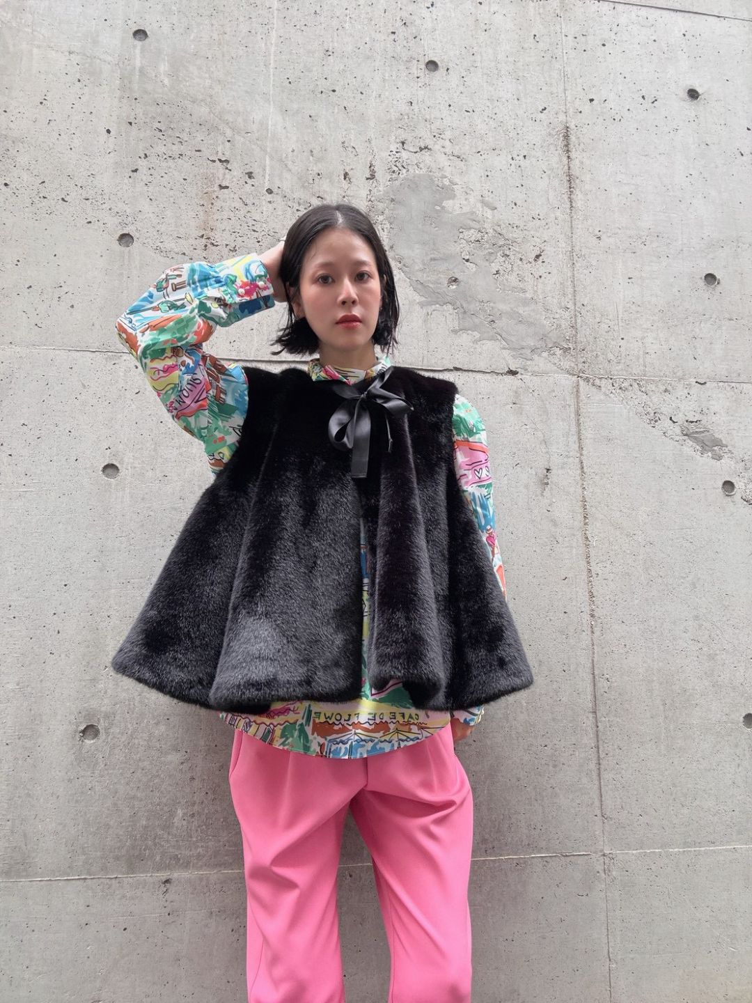 fake fur flare poncho