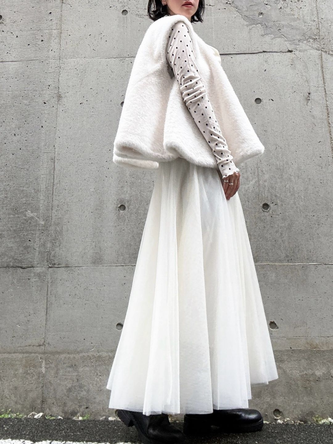 fake fur flare poncho