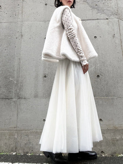 fake fur flare poncho
