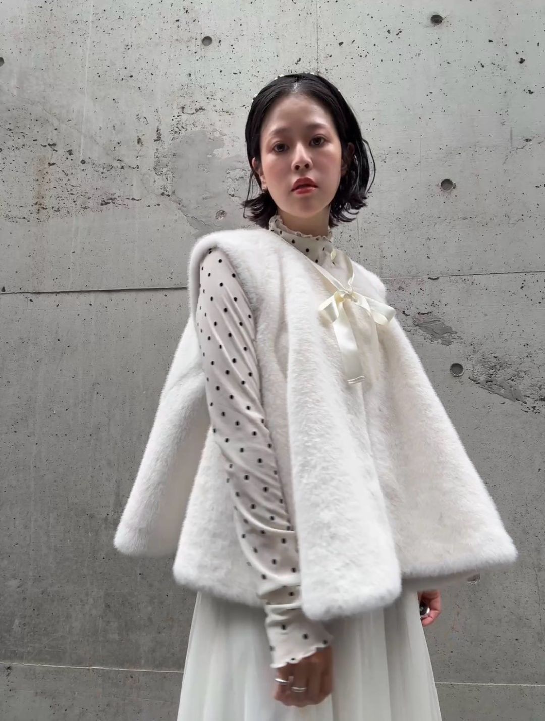 fake fur flare poncho