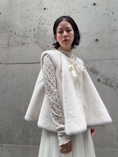 fake fur flare poncho