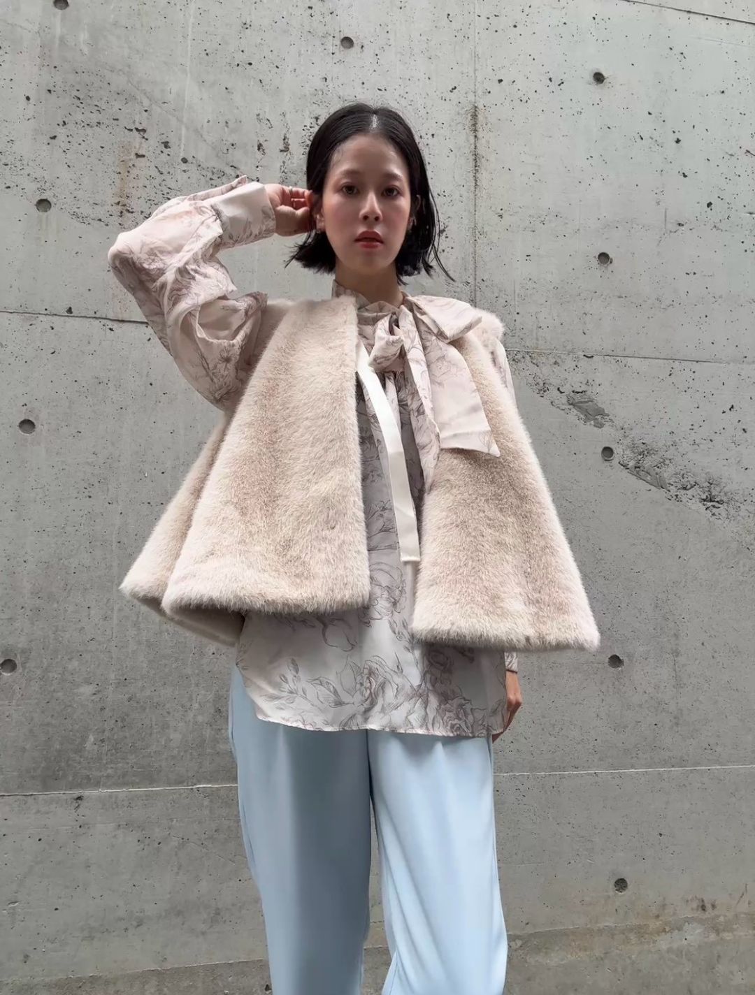 fake fur flare poncho