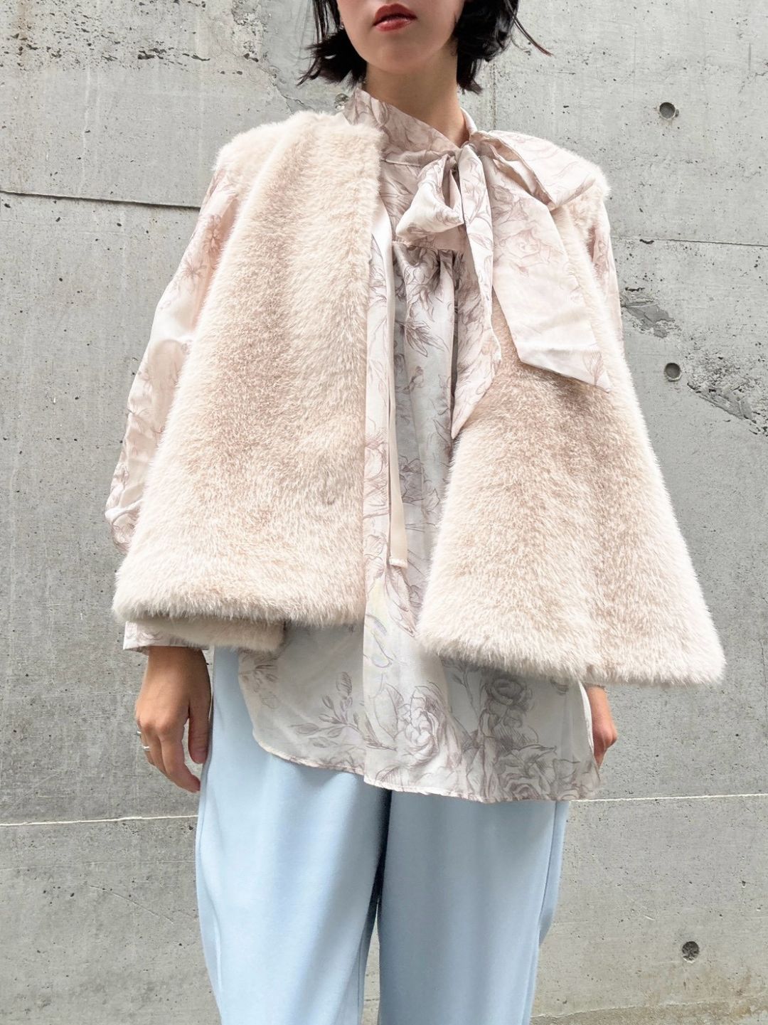 fake fur flare poncho