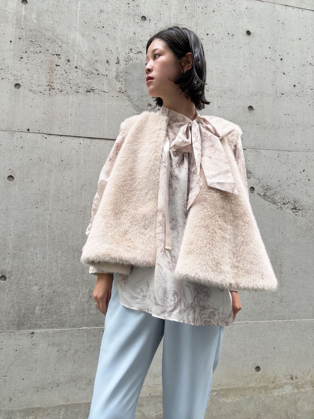 fake fur flare poncho