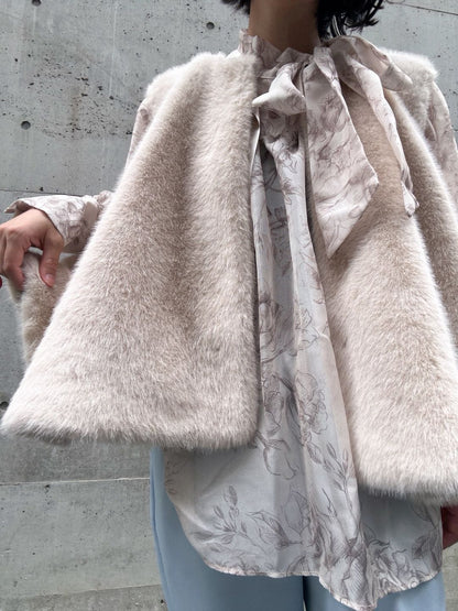 fake fur flare poncho