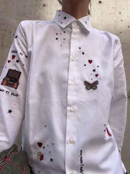 VILAGALLO camisa blanca bordados hotel shirt