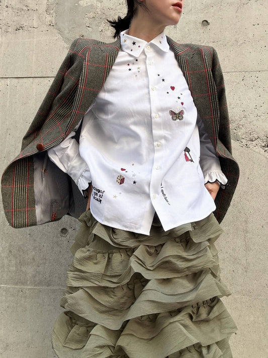 VILAGALLO camisa blanca bordados hotel shirt