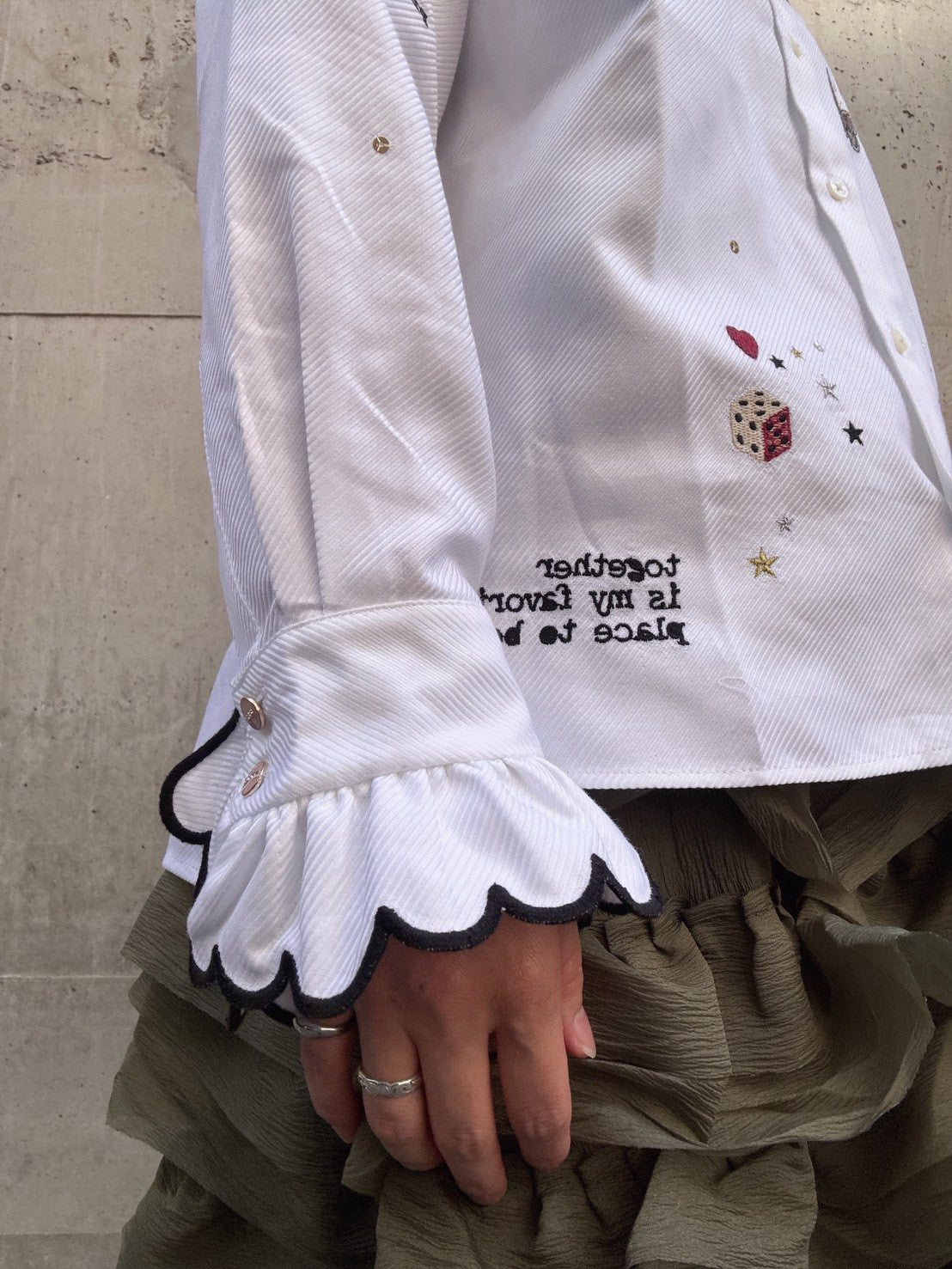 VILAGALLO camisa blanca bordados hotel shirt