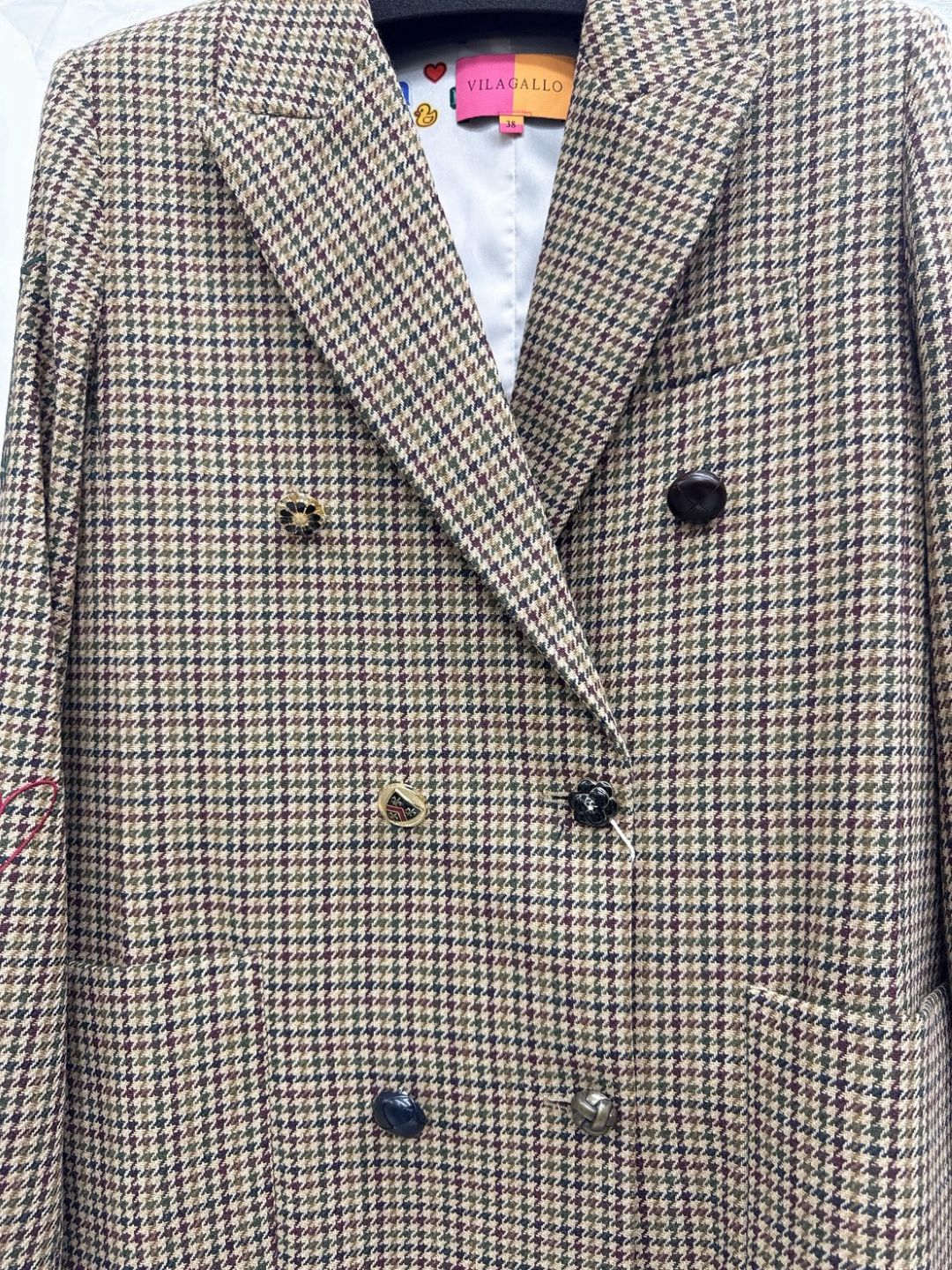 VILAGALLO abrigo pata de gallo burdeos noria long jacket