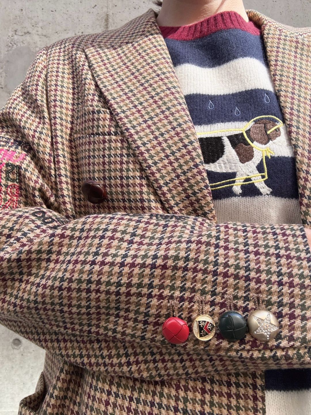 VILAGALLO abrigo pata de gallo burdeos noria long jacket