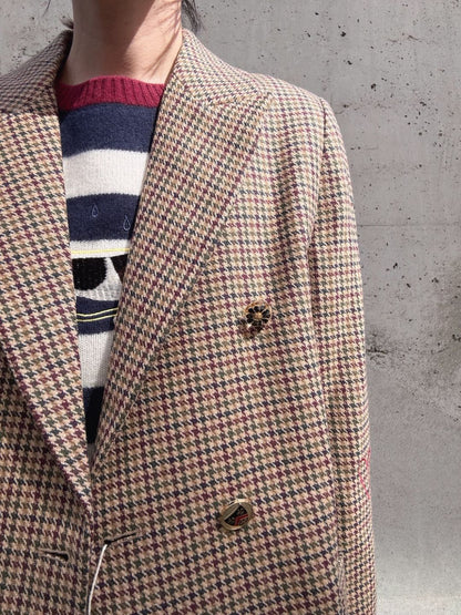 VILAGALLO abrigo pata de gallo burdeos noria long jacket