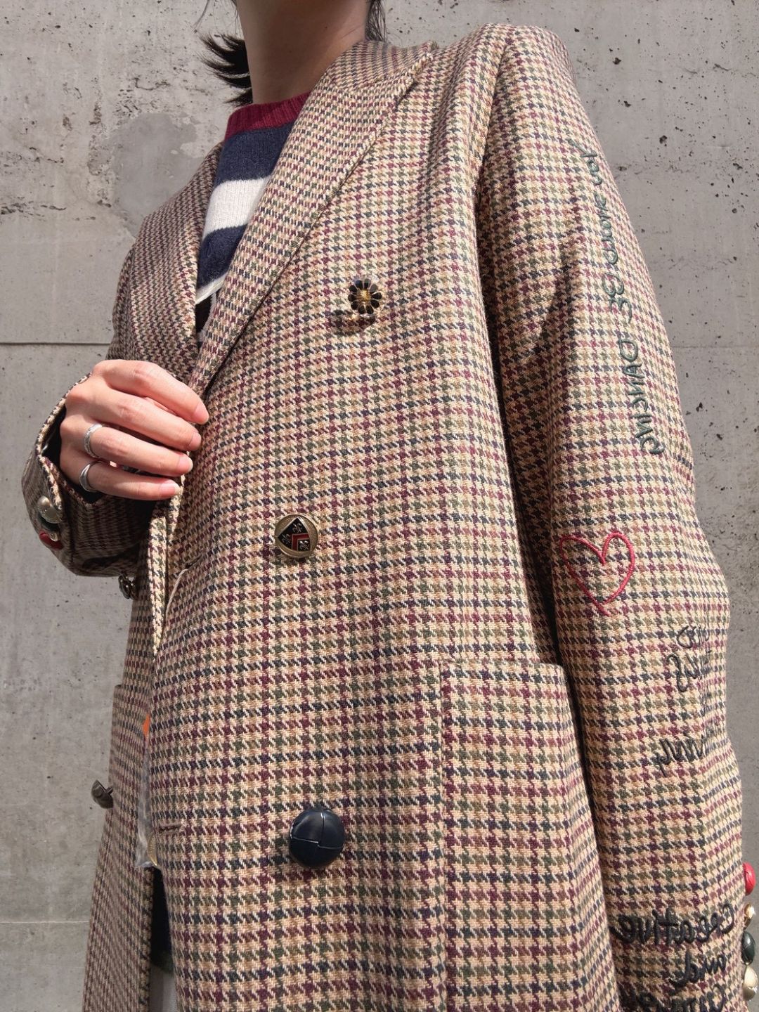 VILAGALLO abrigo pata de gallo burdeos noria long jacket