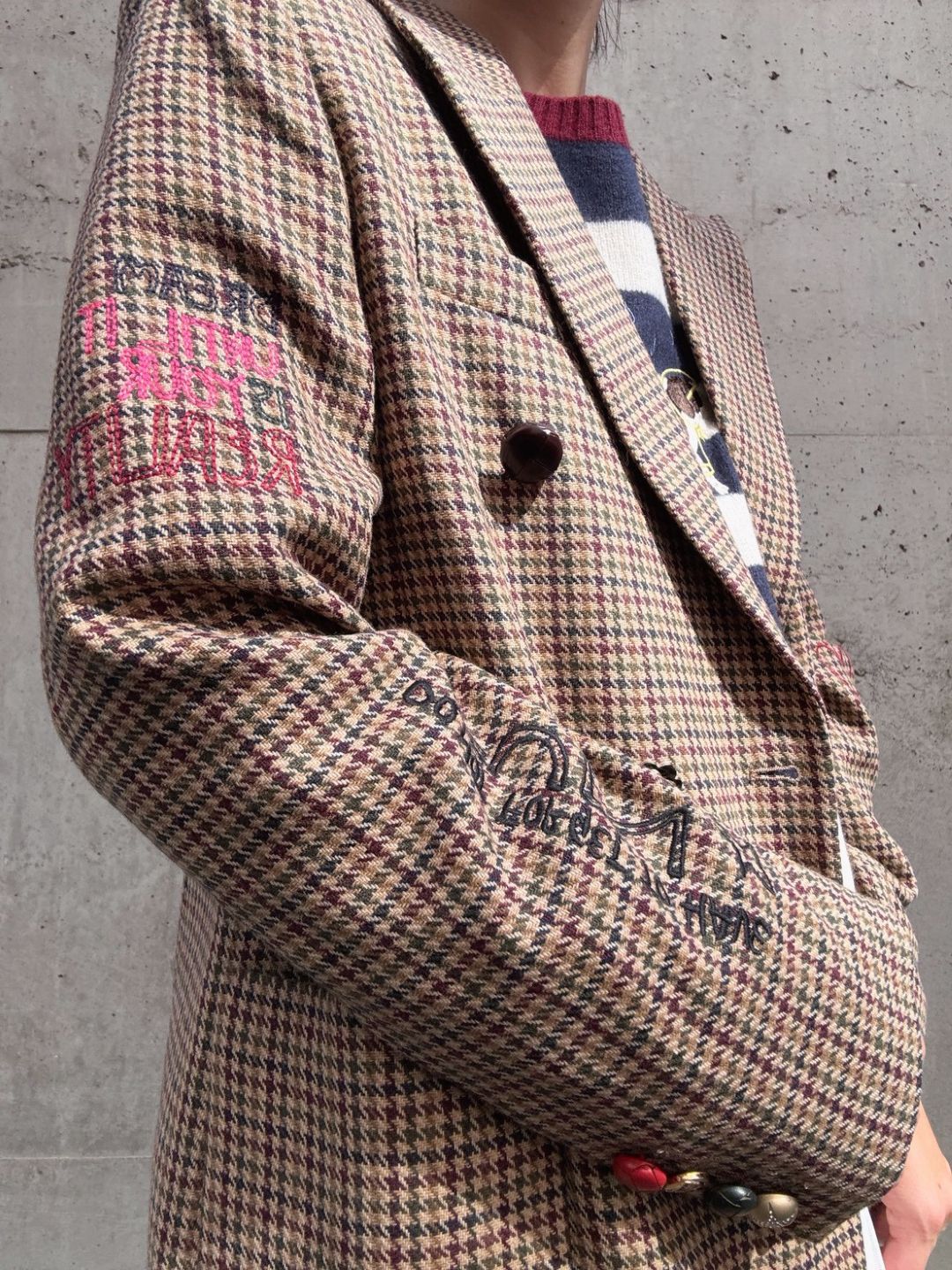 VILAGALLO abrigo pata de gallo burdeos noria long jacket