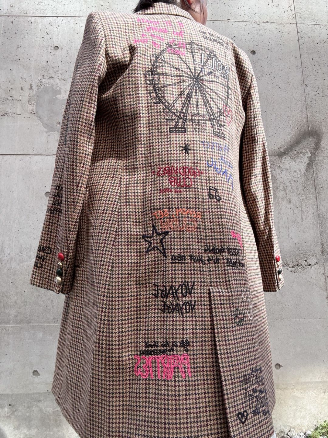 VILAGALLO abrigo pata de gallo burdeos noria long jacket
