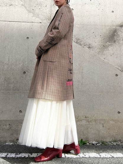 VILAGALLO abrigo pata de gallo burdeos noria long jacket