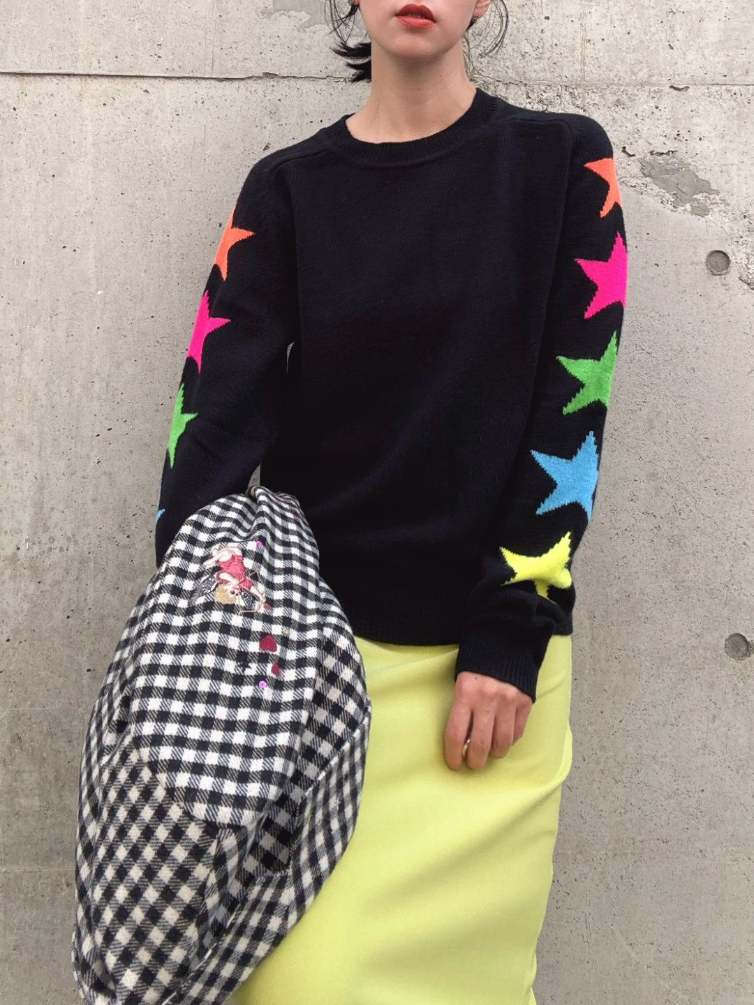VILAGALLO jersey estrellas intarsia negro wool knit