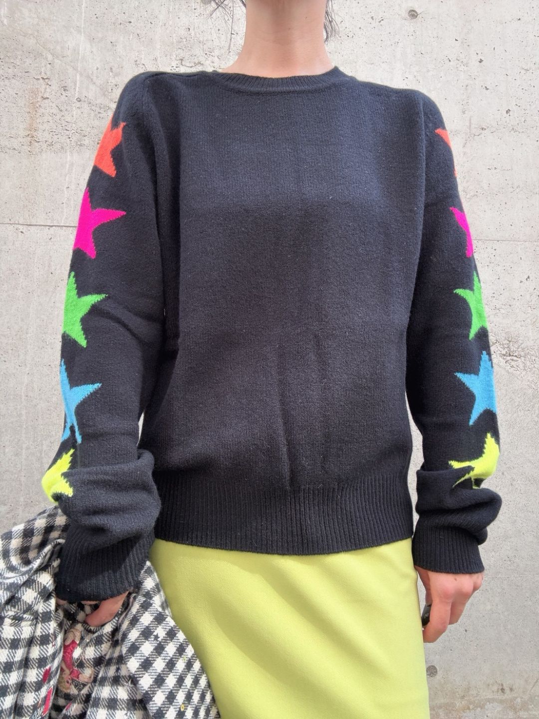 VILAGALLO jersey estrellas intarsia negro wool knit