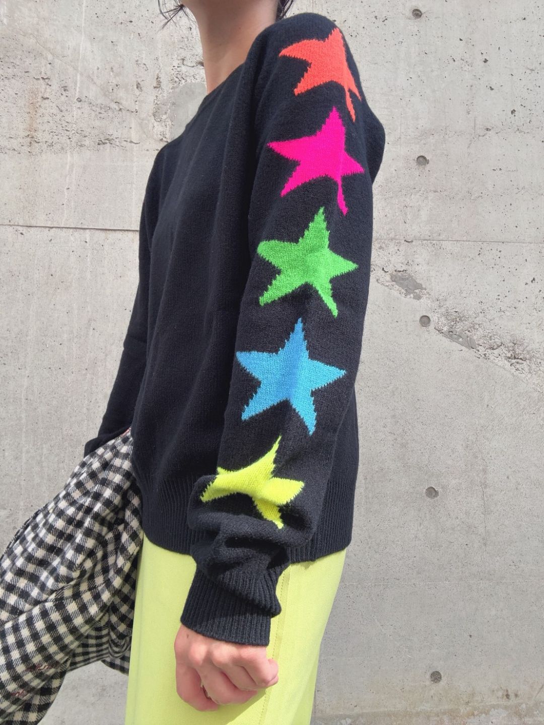 VILAGALLO jersey estrellas intarsia negro wool knit