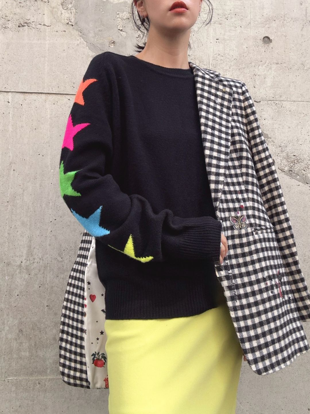VILAGALLO jersey estrellas intarsia negro wool knit