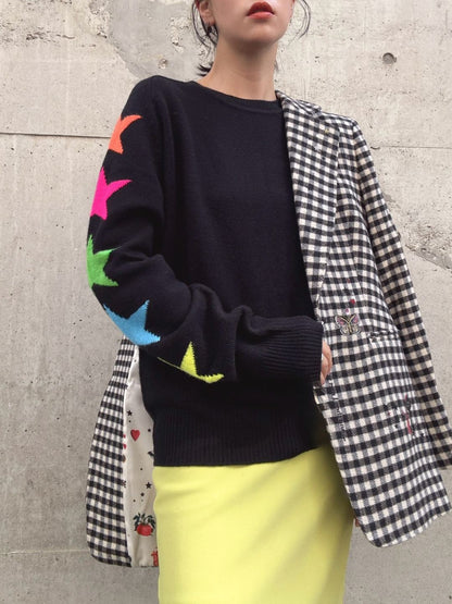 VILAGALLO jersey estrellas intarsia negro wool knit