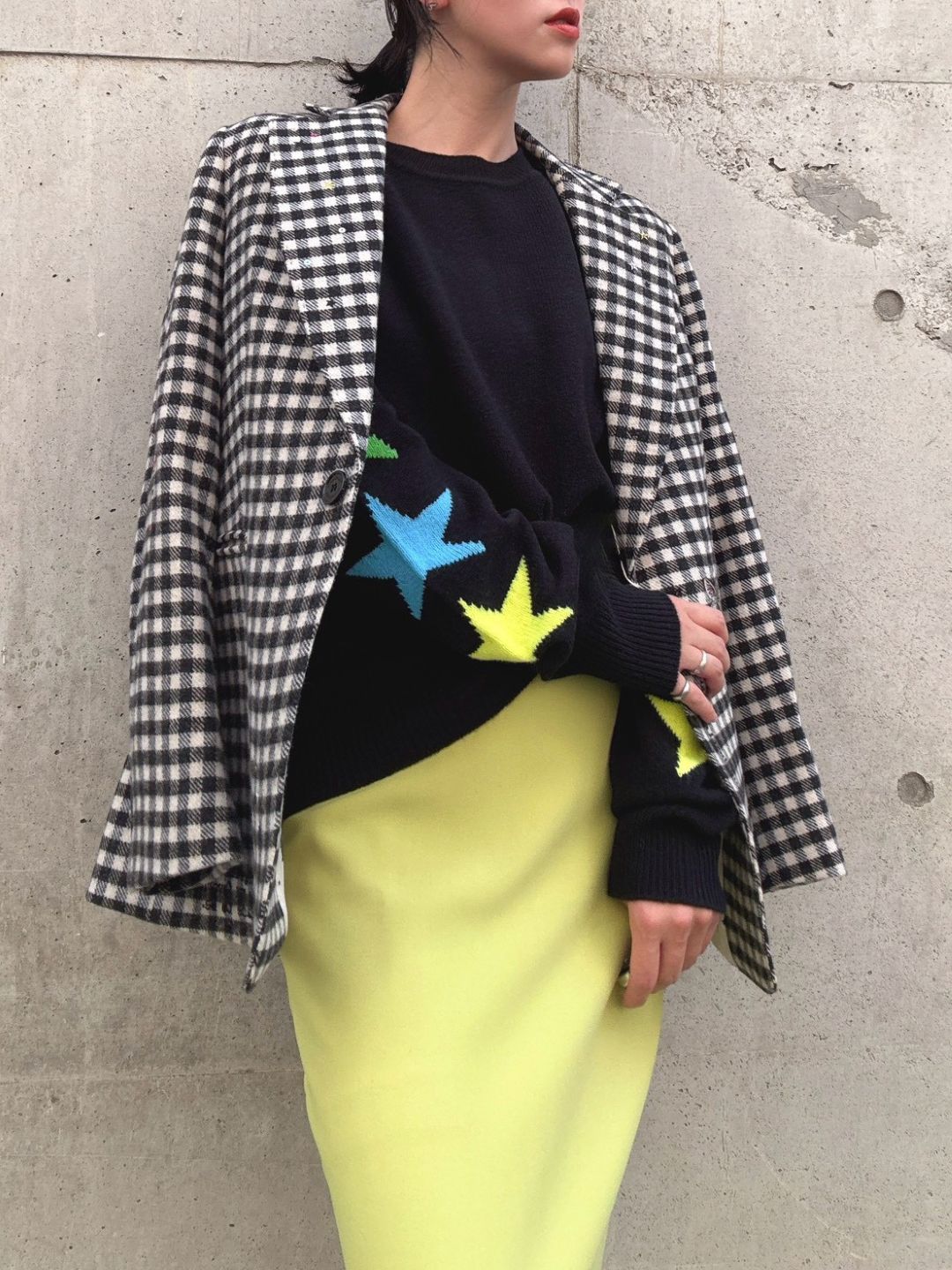 VILAGALLO jersey estrellas intarsia negro wool knit