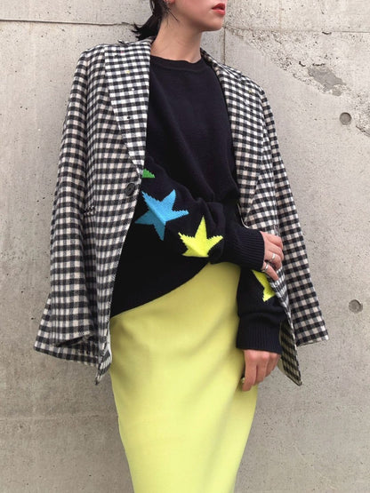 VILAGALLO jersey estrellas intarsia negro wool knit