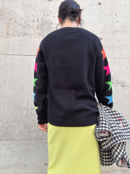 VILAGALLO jersey estrellas intarsia negro wool knit