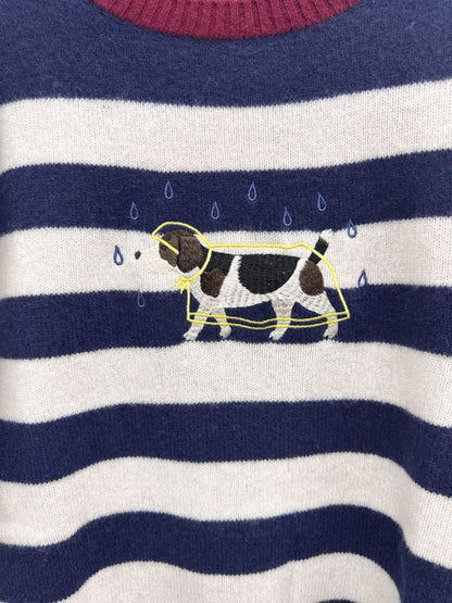 VILAGALLO jersey perro chubasquero bordado rayas marino wool knit