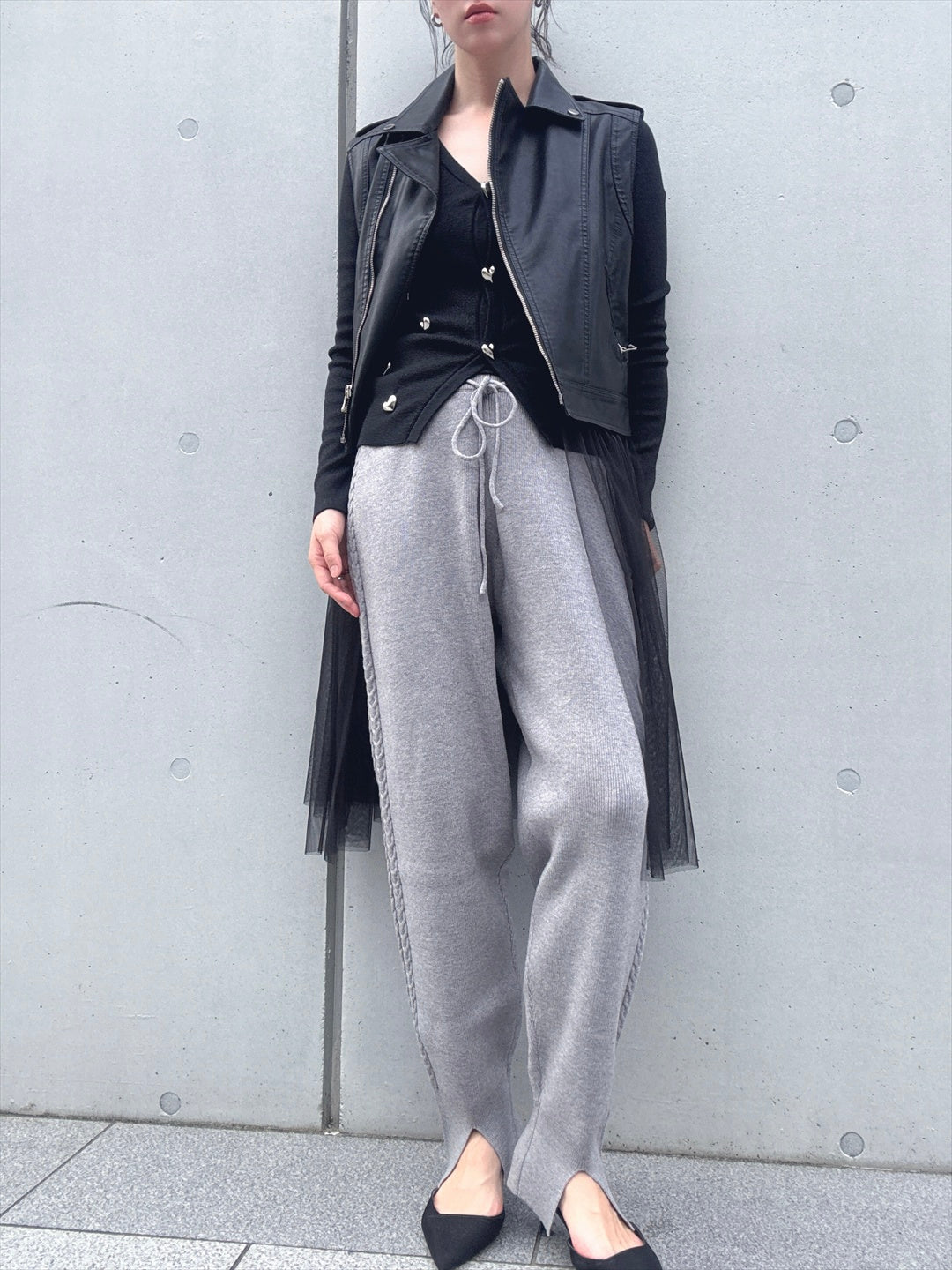 thin rib knit pants