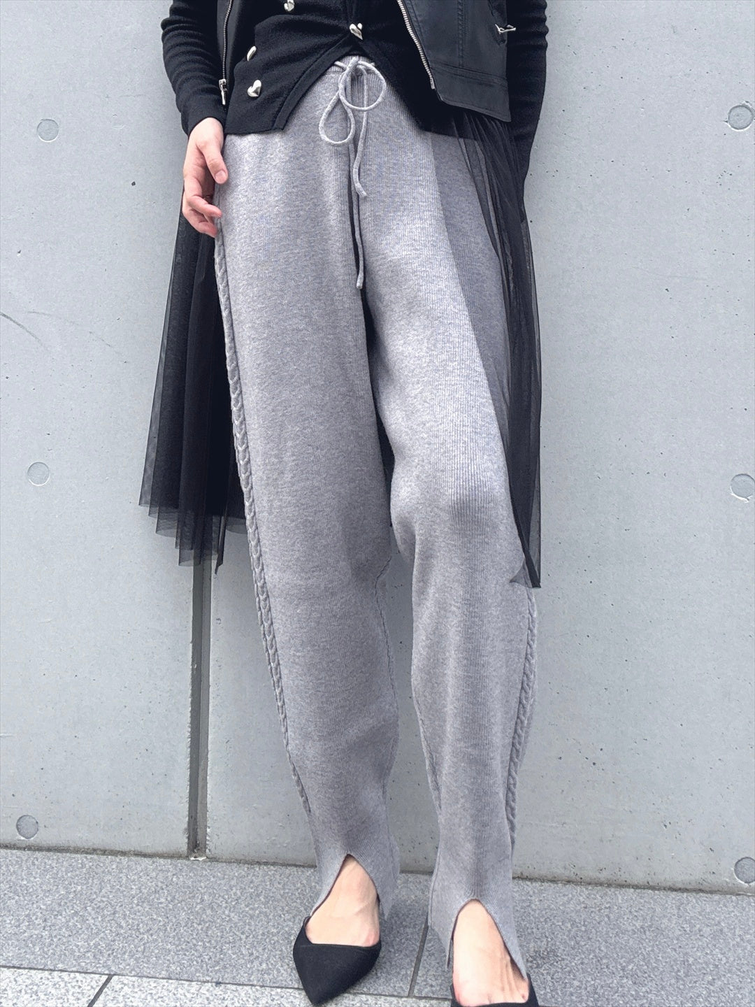 thin rib knit pants