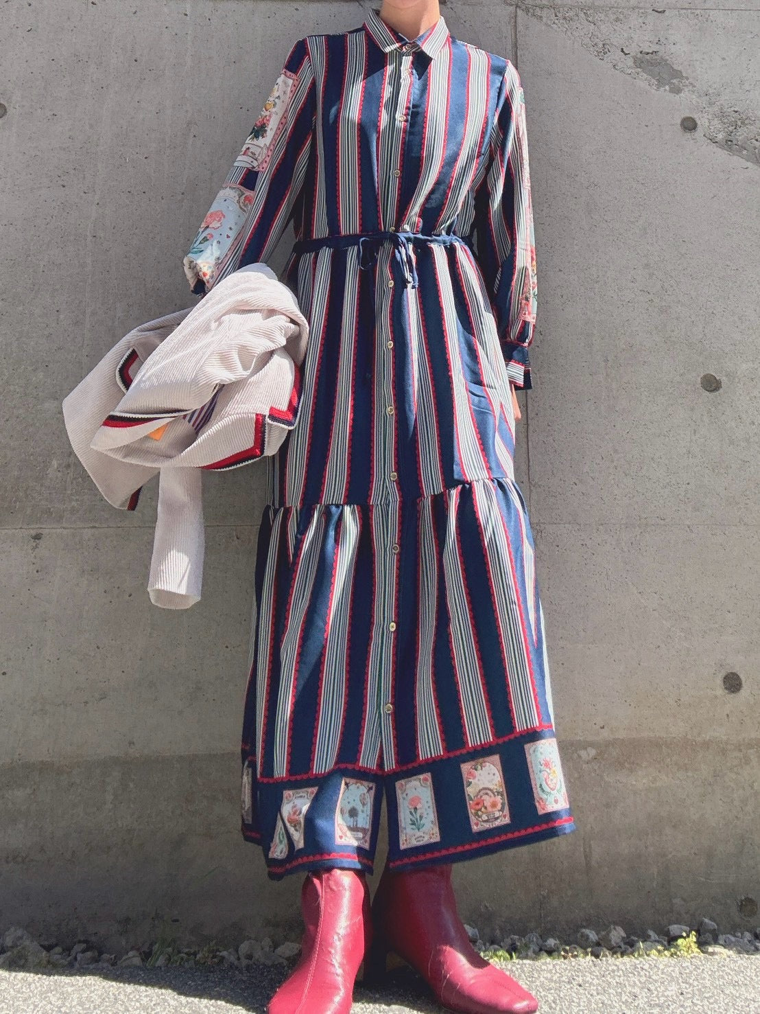 VILAGALLO VESTIDO RAYAS Y CARTAS MADRID  one piece