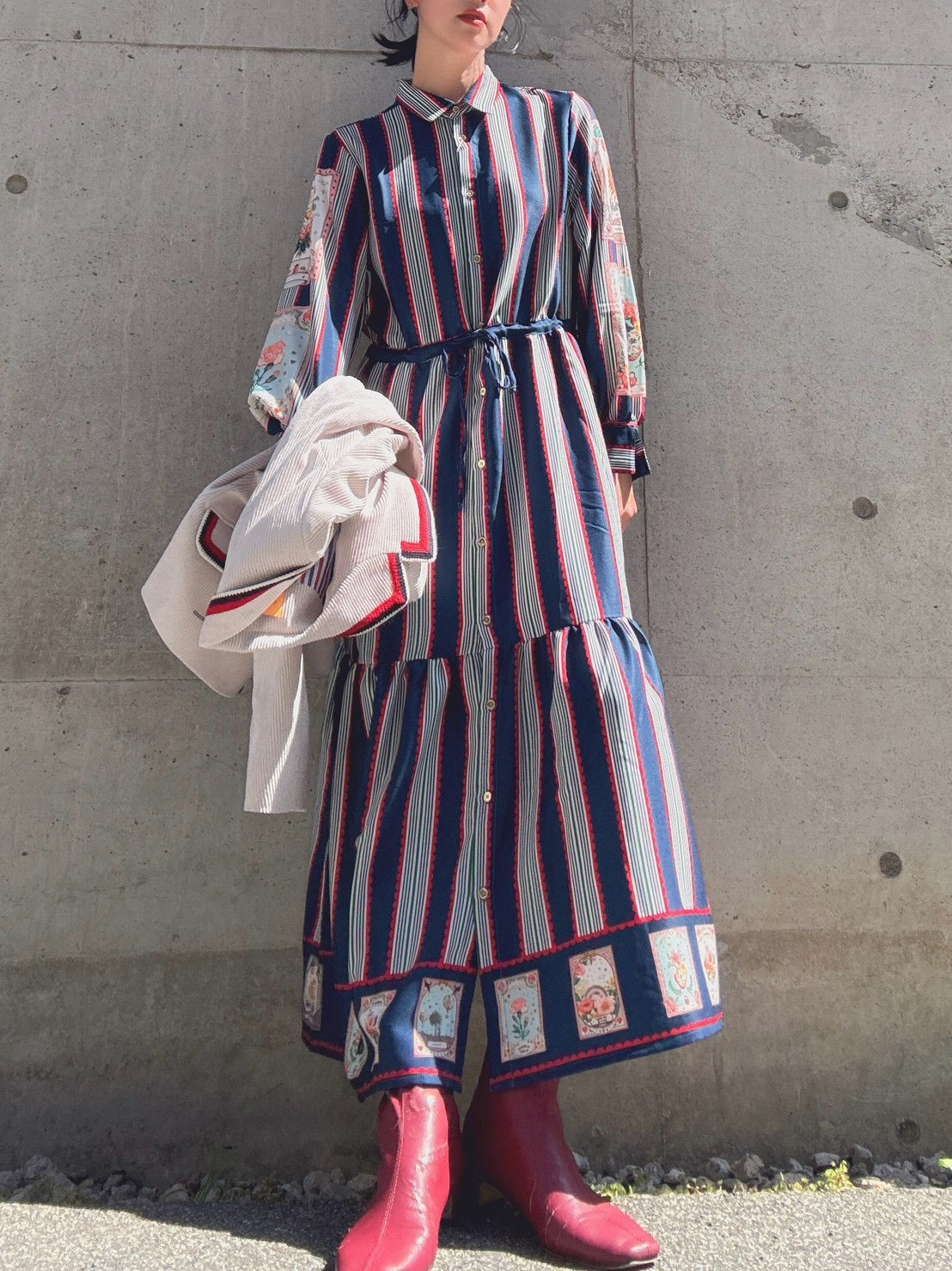 VILAGALLO VESTIDO RAYAS Y CARTAS MADRID  one piece