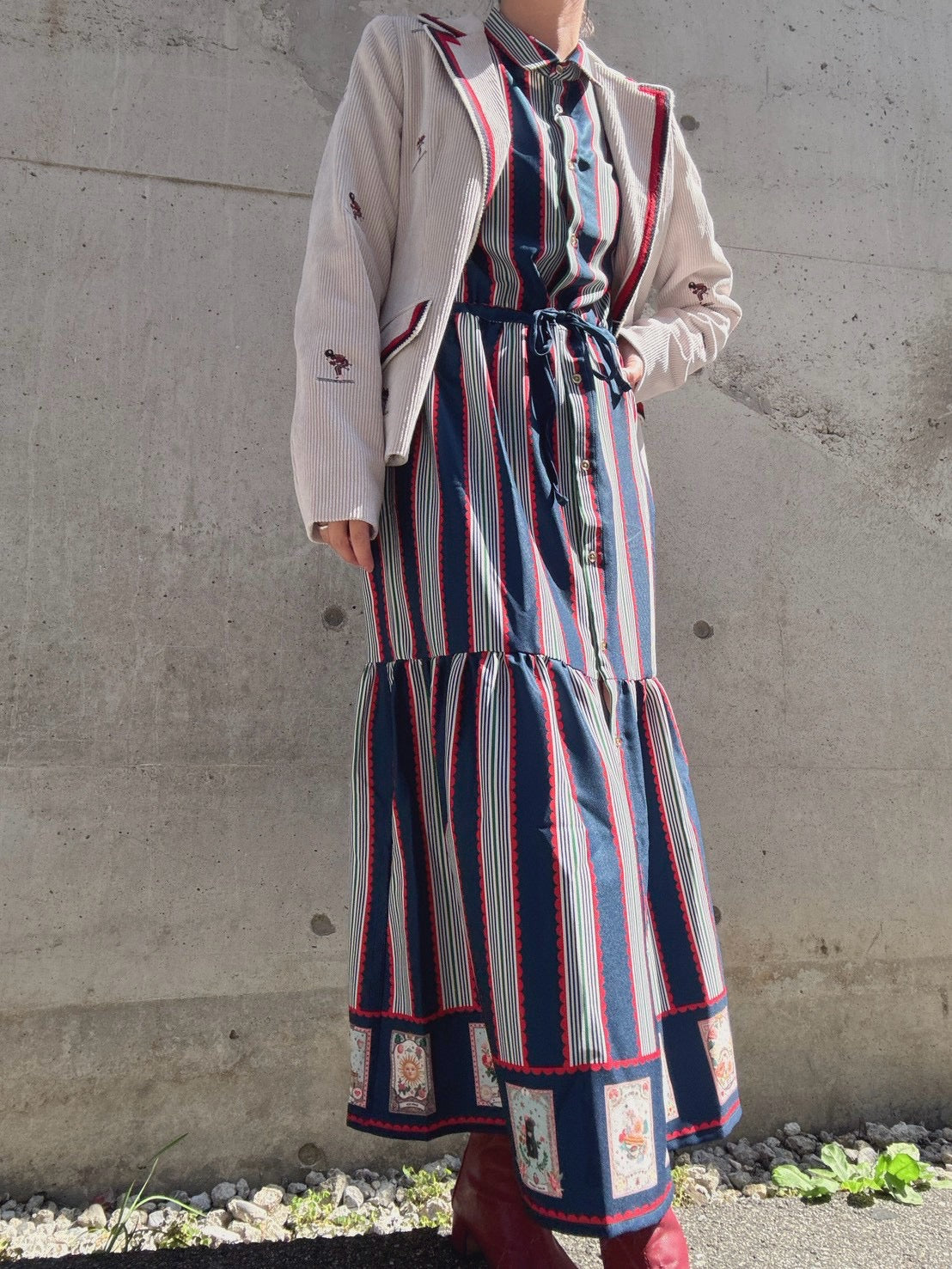 VILAGALLO VESTIDO RAYAS Y CARTAS MADRID  one piece