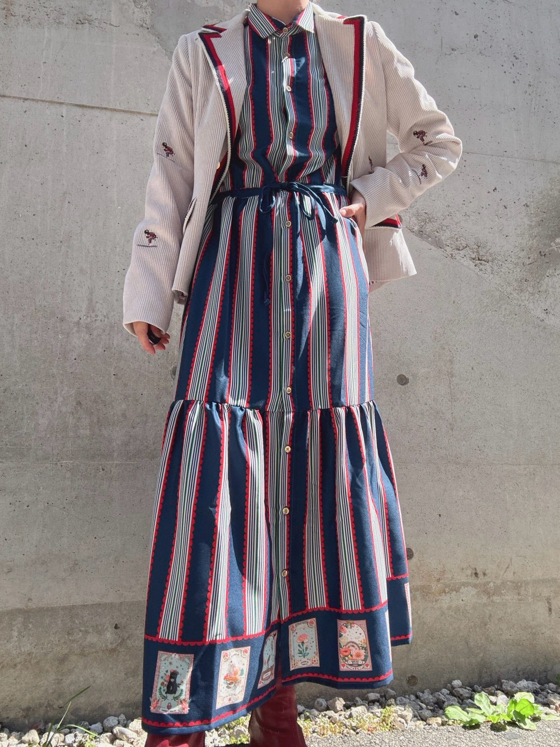 VILAGALLO VESTIDO RAYAS Y CARTAS MADRID  one piece