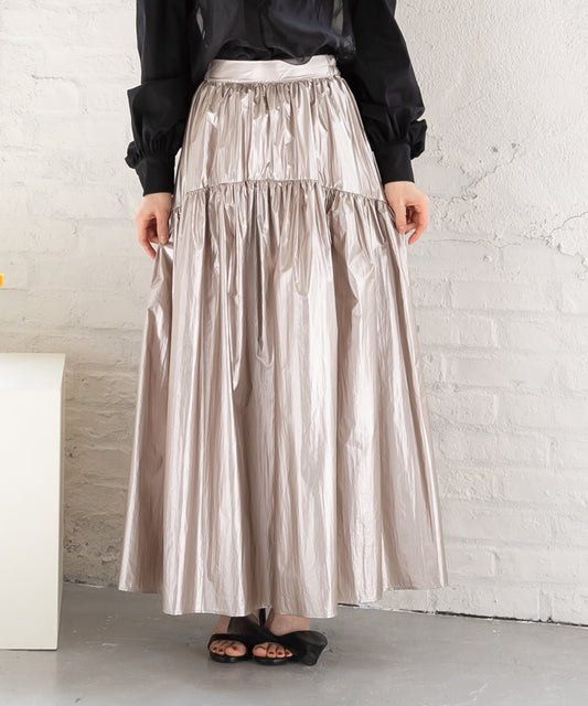 metallic gather skirt