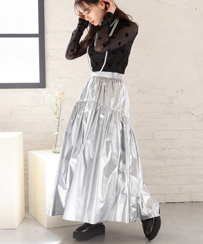 metallic gather skirt