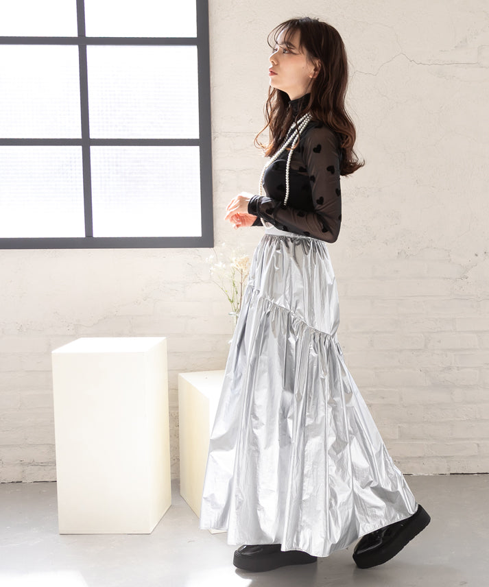 metallic gather skirt