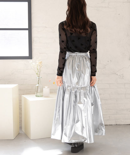 metallic gather skirt