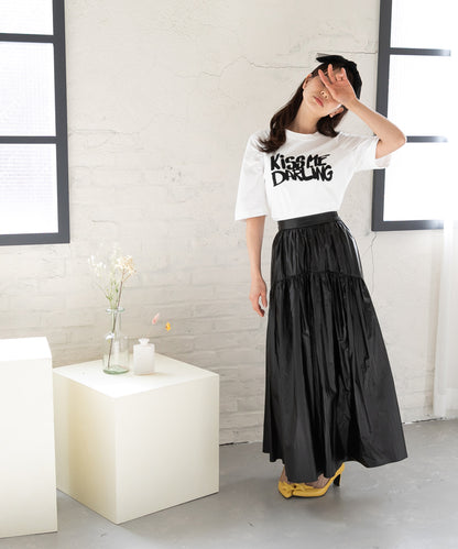 metallic gather skirt