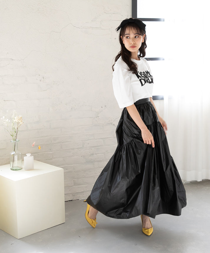 metallic gather skirt