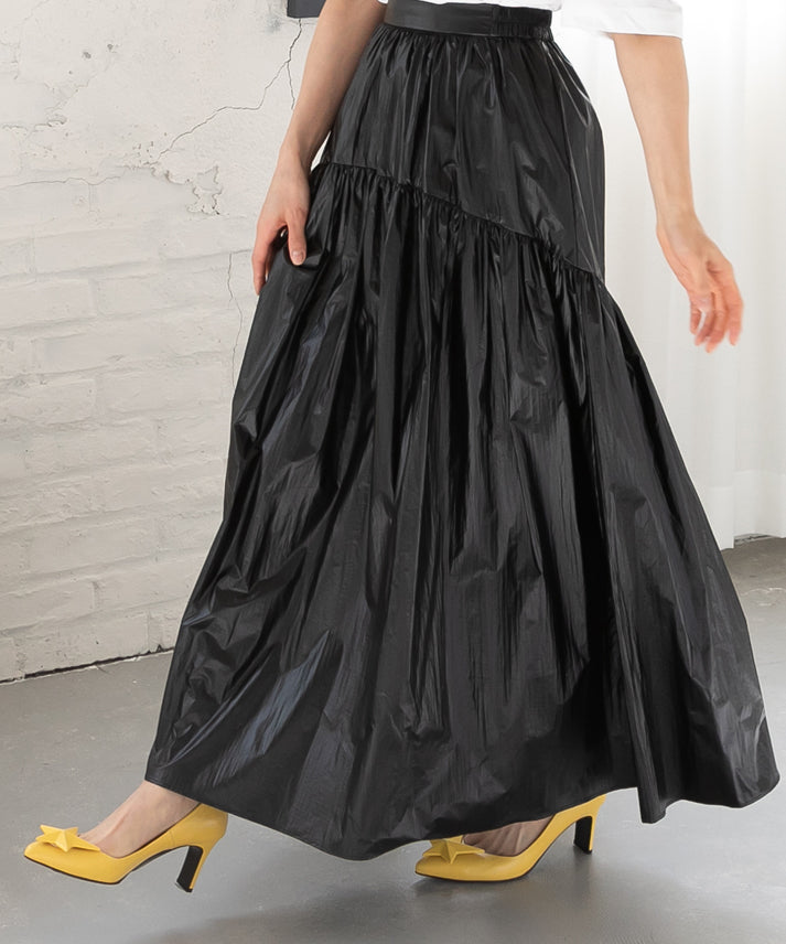 metallic gather skirt