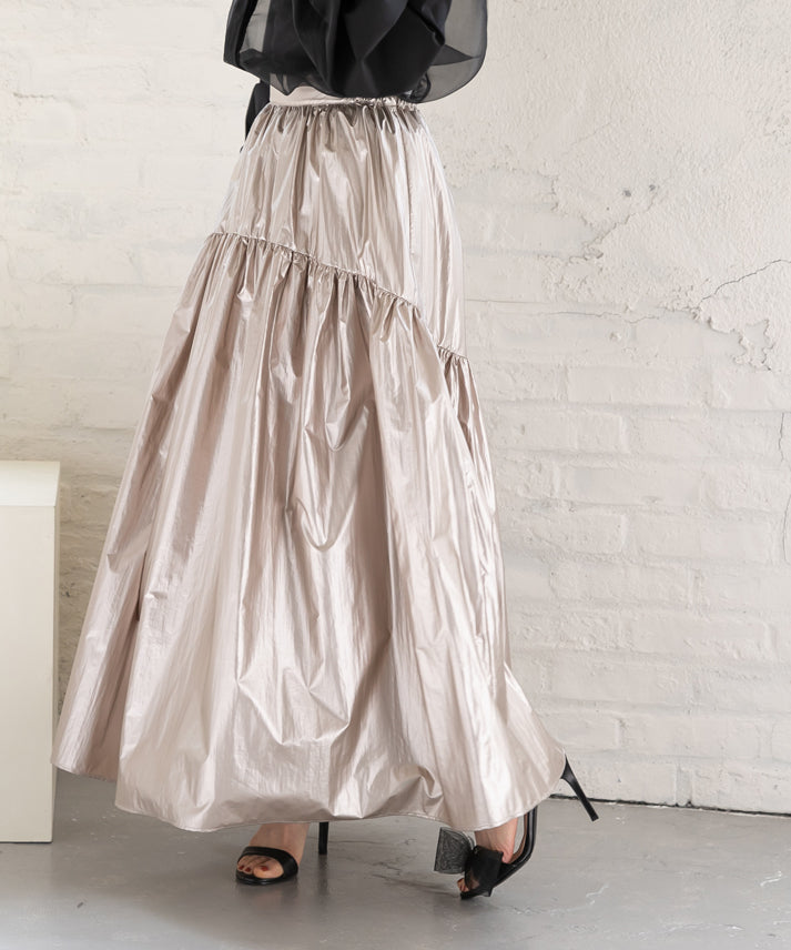 metallic gather skirt