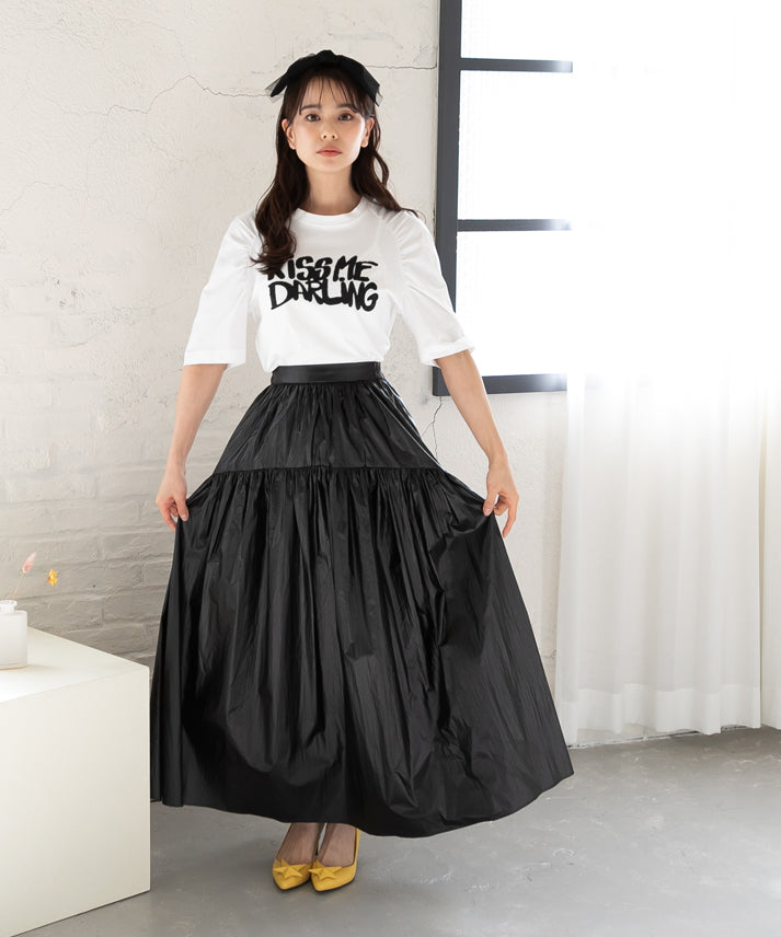 metallic gather skirt