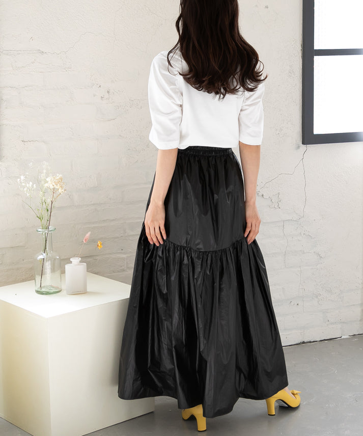 metallic gather skirt