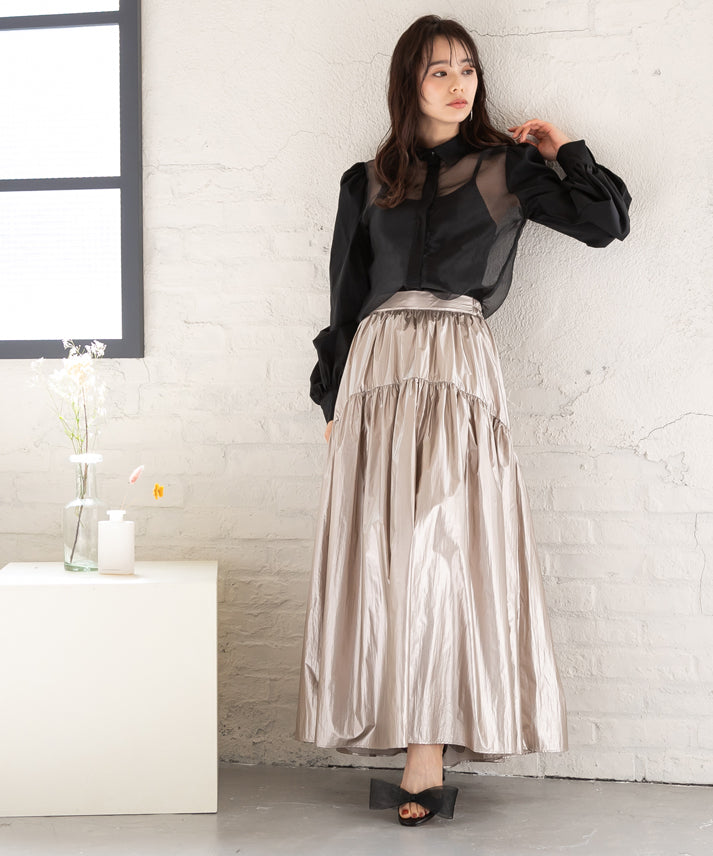 metallic gather skirt