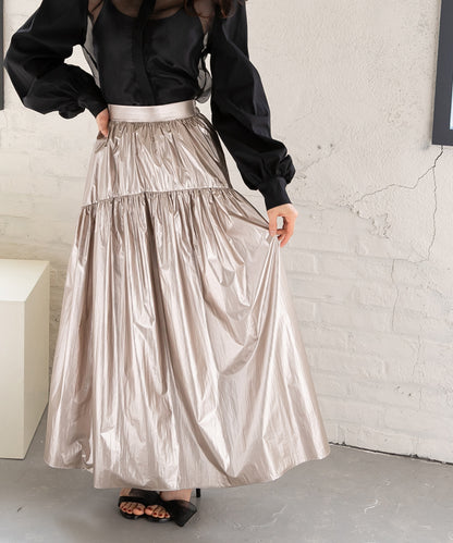 metallic gather skirt