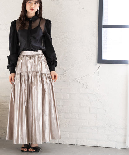 metallic gather skirt