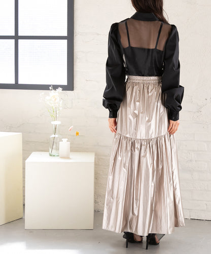 metallic gather skirt