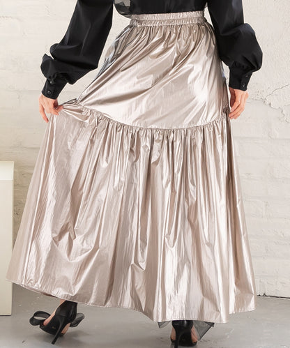 metallic gather skirt