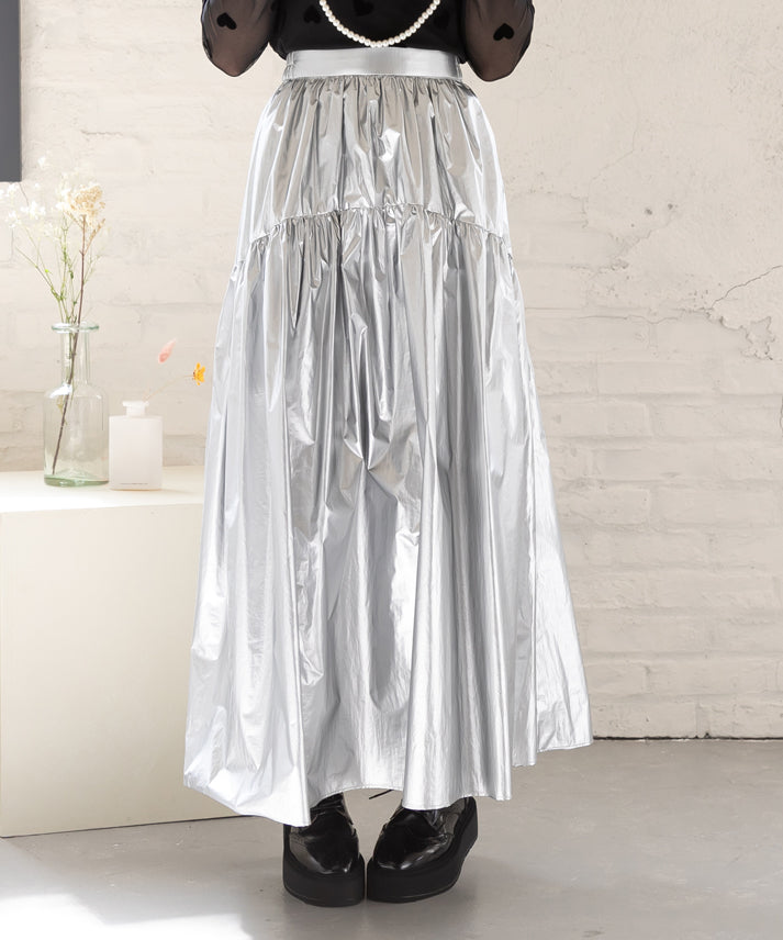 metallic gather skirt